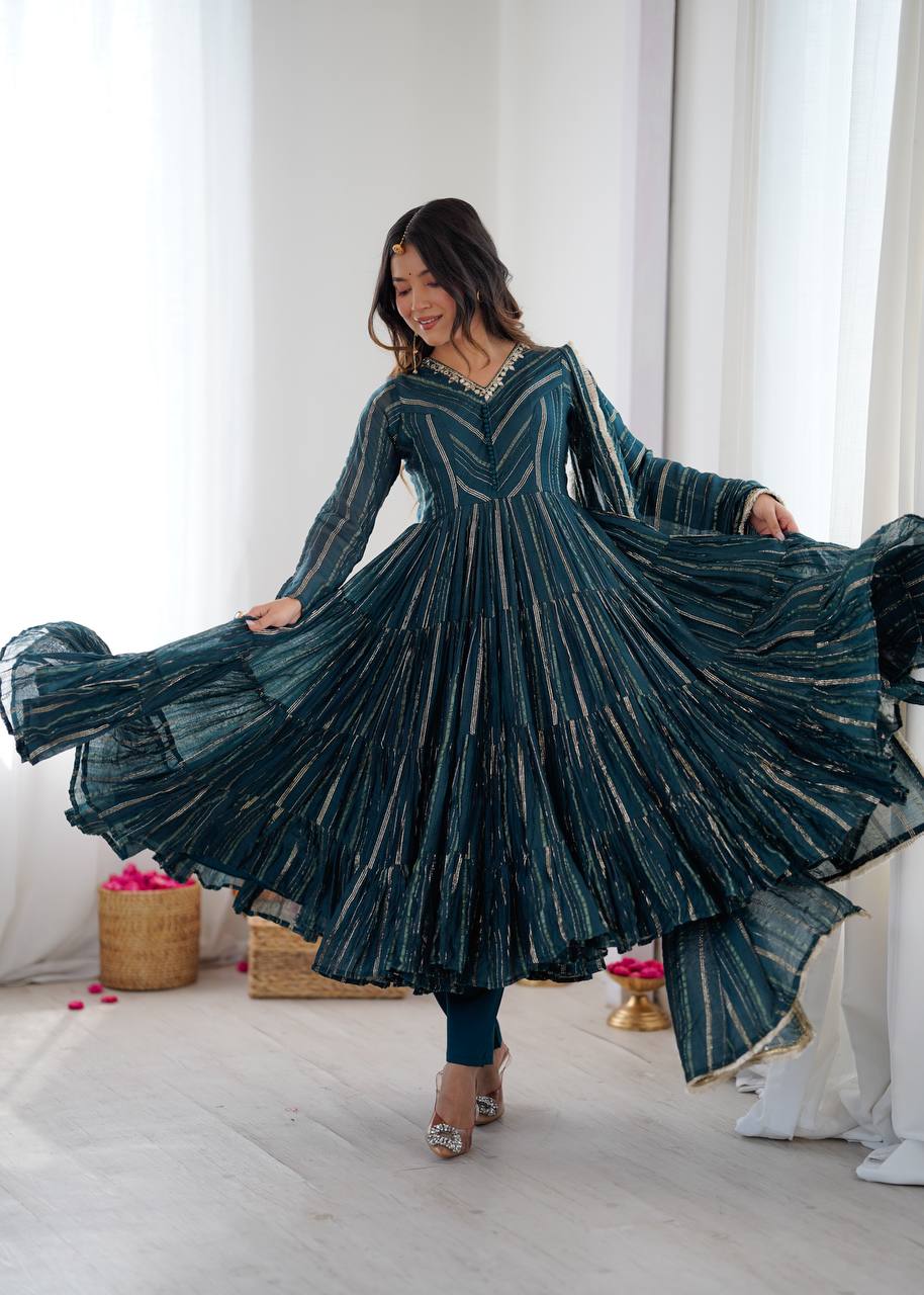 Ruffle Gown with Real Mirror Handwork Set - Your ConnorRuffle Gown with Real Mirror Handwork SetYour Connor