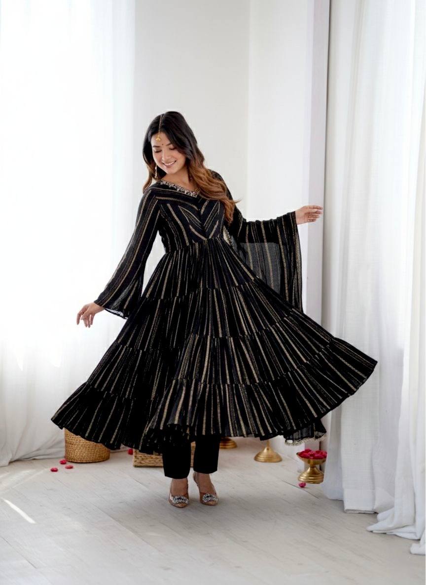 Ruffle Gown with Real Mirror Handwork Set - Your ConnorRuffle Gown with Real Mirror Handwork SetYour Connor