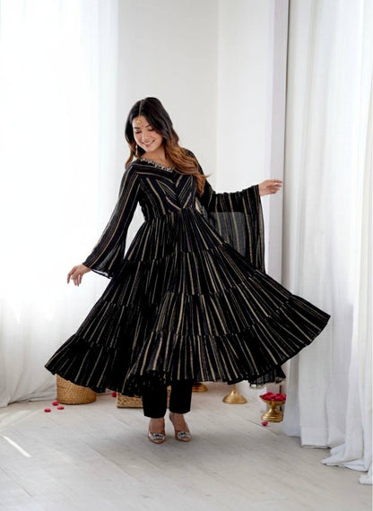 Ruffle Gown with Real Mirror Handwork Set - Your ConnorRuffle Gown with Real Mirror Handwork SetYour Connor