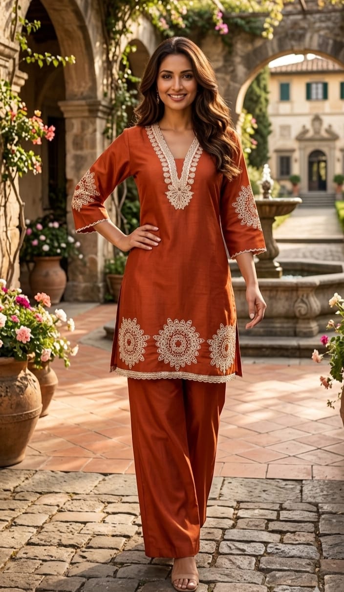 Rust Silk - Crochet Co - Ord Set - Your ConnorRust Silk - Crochet Co - Ord SetYour Connor
