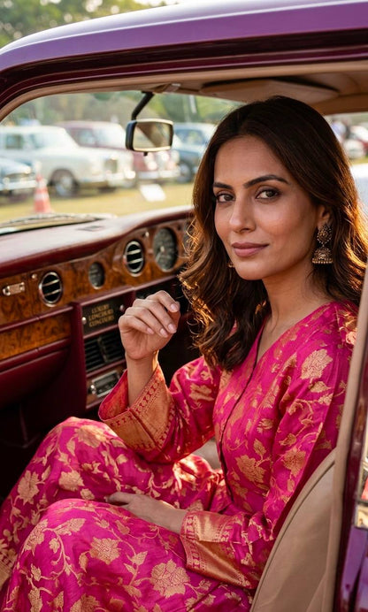 Stunning Indian Banarasi Silk Jumpsuit – Modern Ethnic Charm - Your ConnorStunning Indian Banarasi Silk Jumpsuit – Modern Ethnic CharmYour Connor