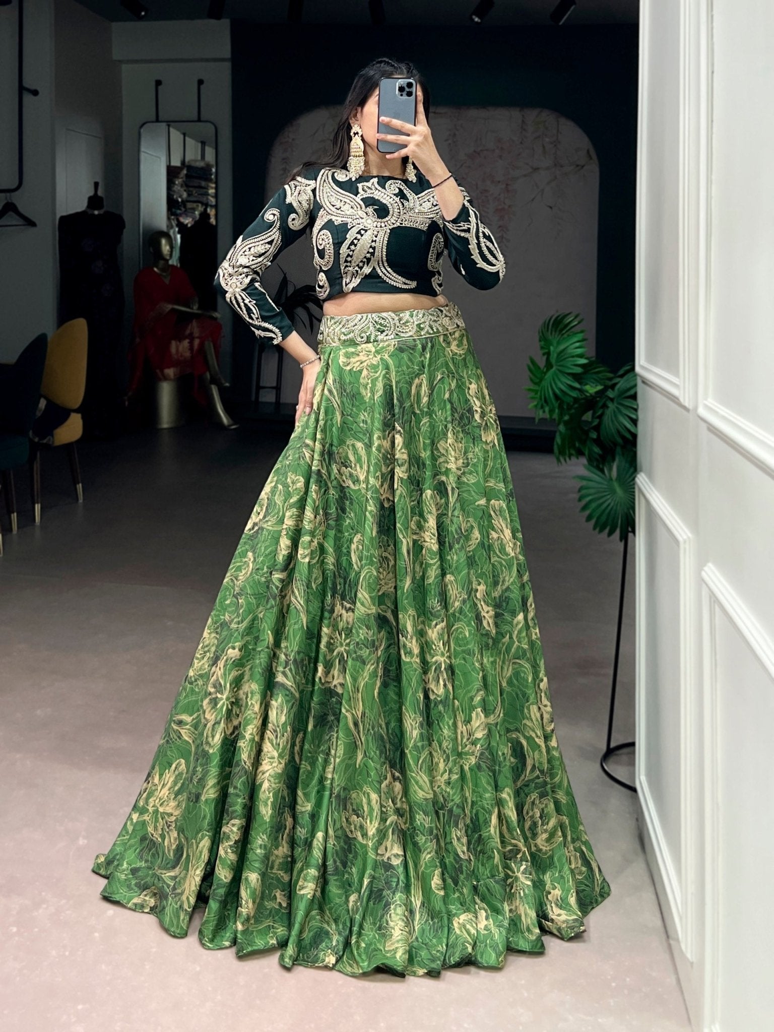 Tasar Silk Floral Lehenga Co-ord Set - Your ConnorTasar Silk Floral Lehenga Co-ord SetYour Connor
