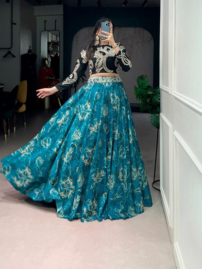 Tasar Silk Floral Lehenga Co-ord Set - Your ConnorTasar Silk Floral Lehenga Co-ord SetYour Connor