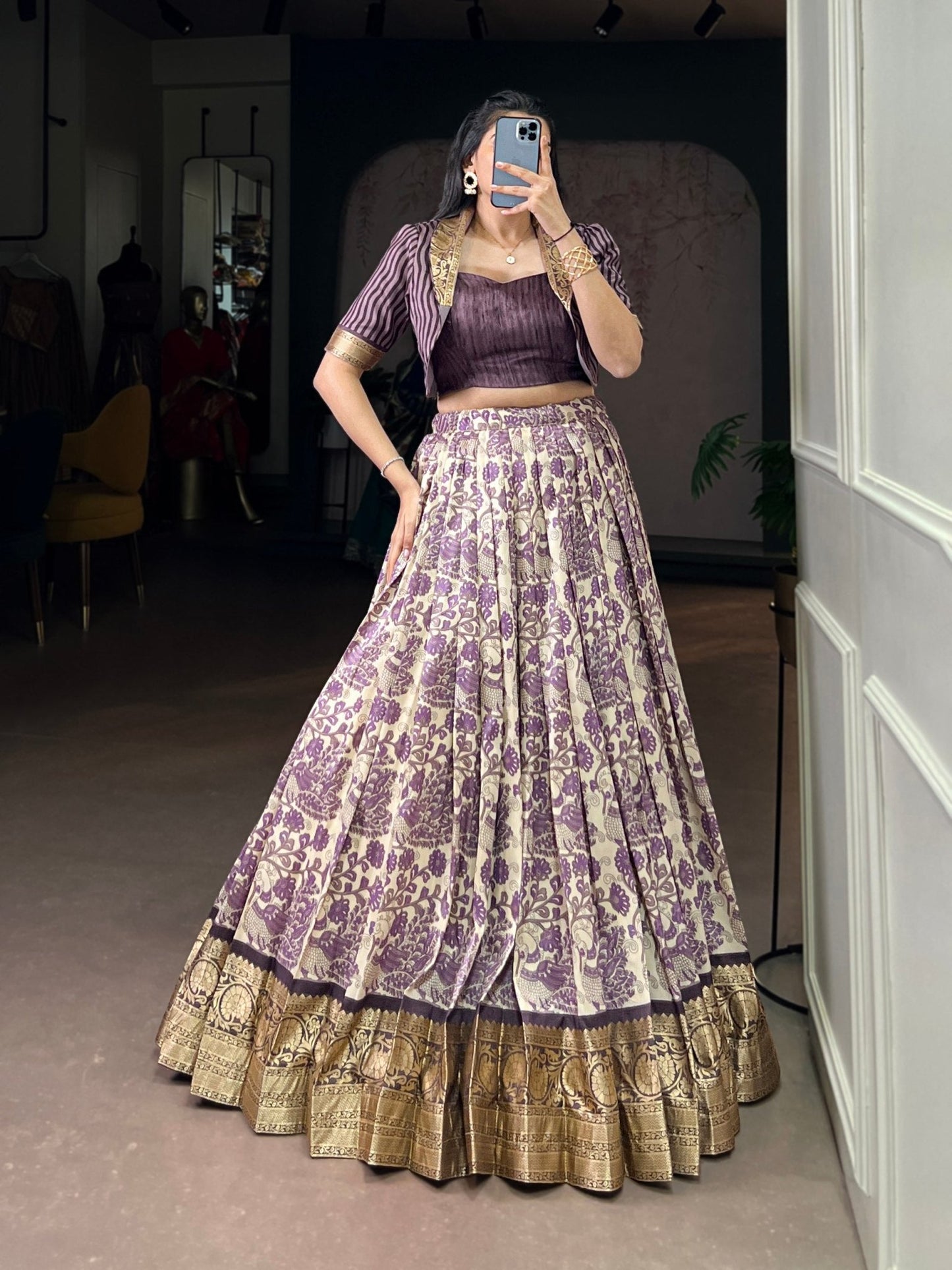 Tasar Silk Printed Co - ord Set Lehenga - Your ConnorTasar Silk Printed Co - ord Set LehengaYour Connor