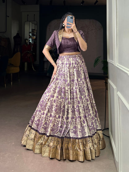 Tasar Silk Printed Co - ord Set Lehenga - Your ConnorTasar Silk Printed Co - ord Set LehengaYour Connor