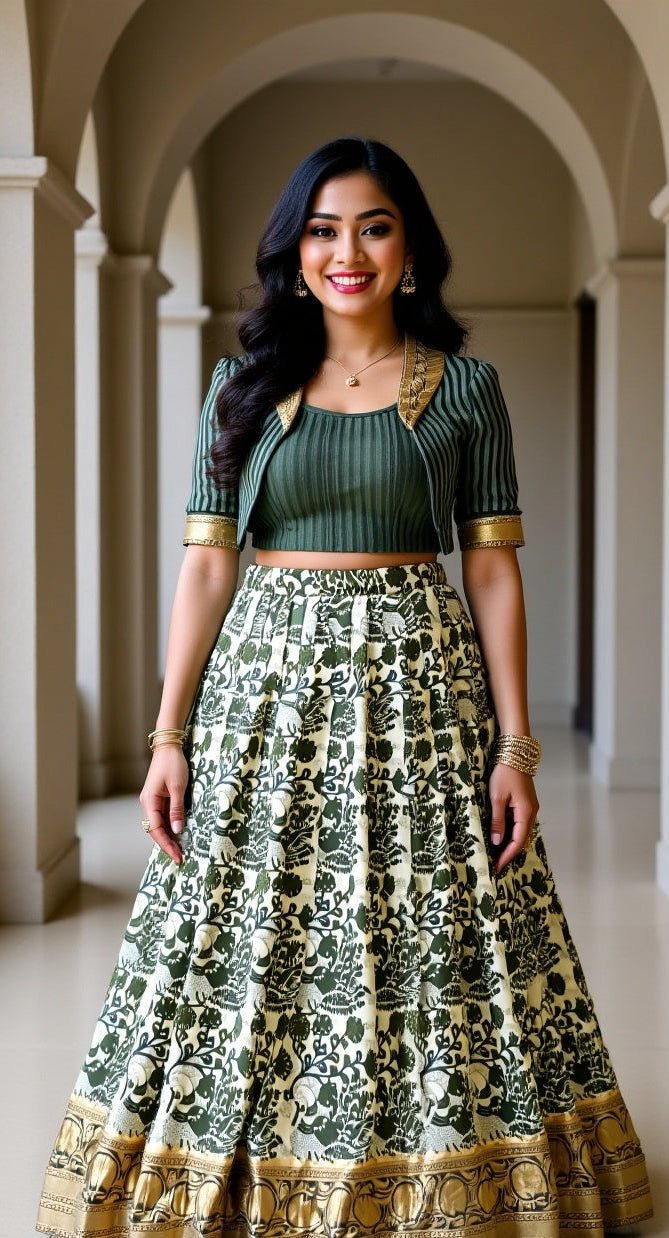 Tasar Silk Printed Co - ord Set Lehenga - Your ConnorTasar Silk Printed Co - ord Set LehengaYour Connor