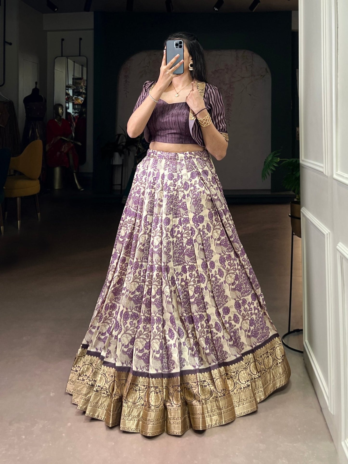 Tasar Silk Printed Co - ord Set Lehenga - Your ConnorTasar Silk Printed Co - ord Set LehengaYour Connor