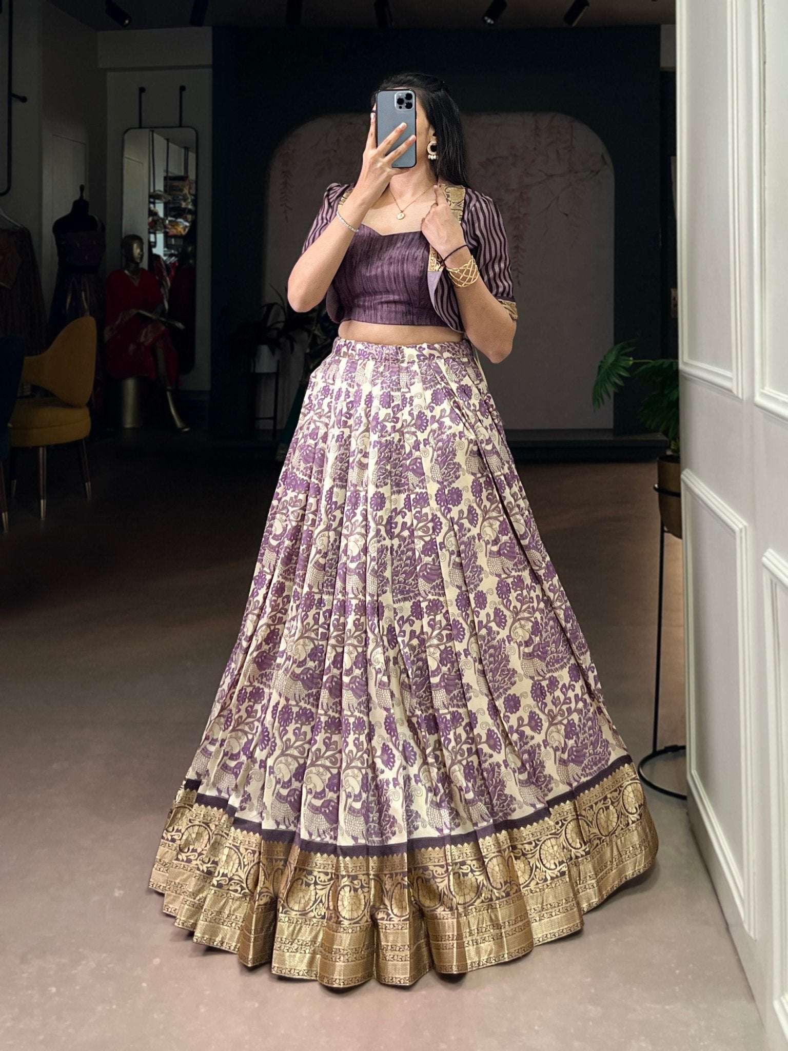 Tasar Silk Printed Co - ord Set Lehenga - Your ConnorTasar Silk Printed Co - ord Set LehengaYour Connor