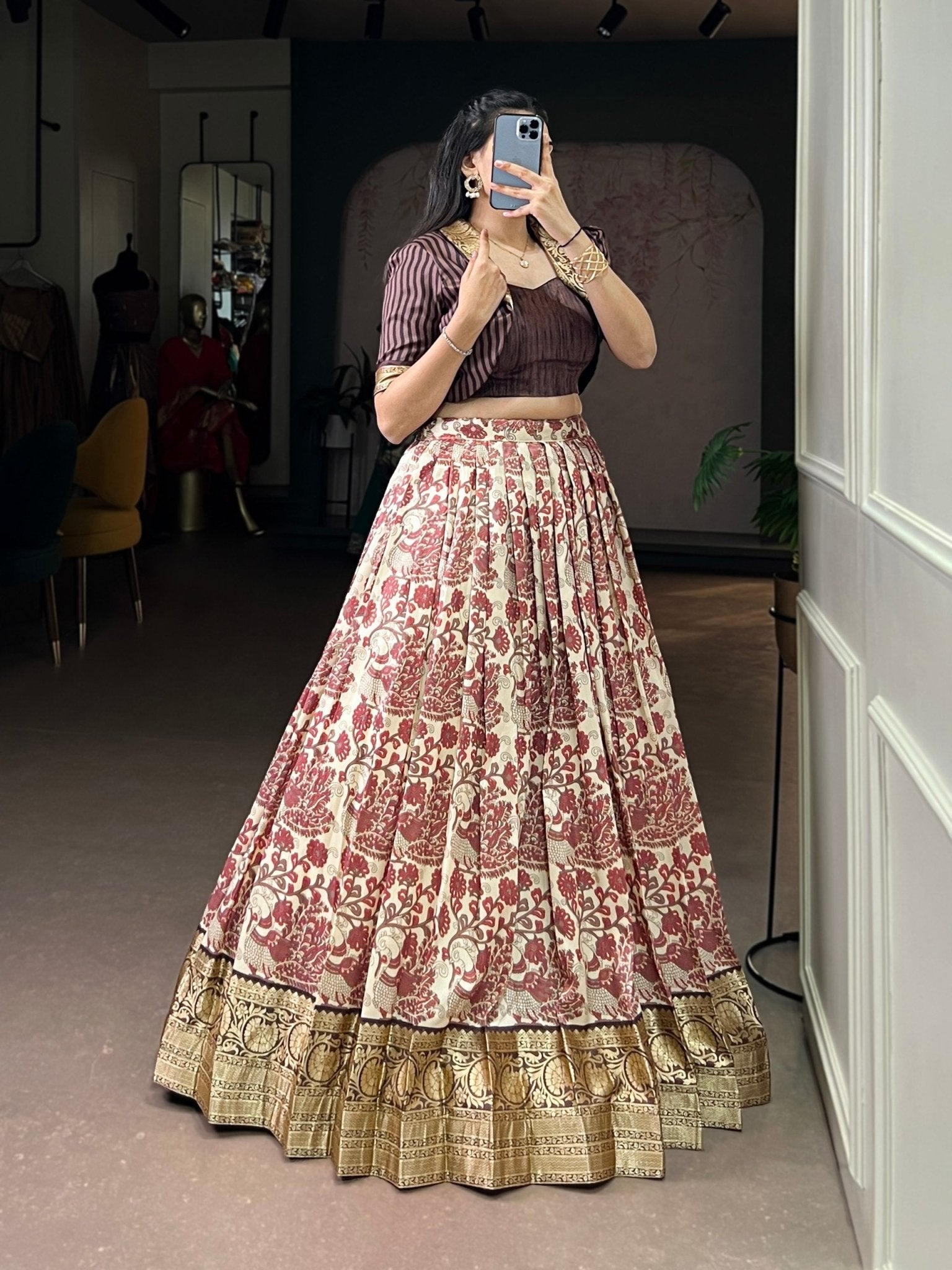 Tasar Silk Printed Co - ord Set Lehenga - Your ConnorTasar Silk Printed Co - ord Set LehengaYour Connor