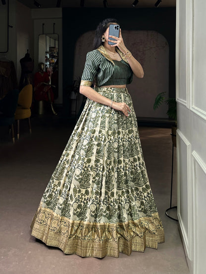 Tasar Silk Printed Co - ord Set Lehenga - Your ConnorTasar Silk Printed Co - ord Set LehengaYour Connor