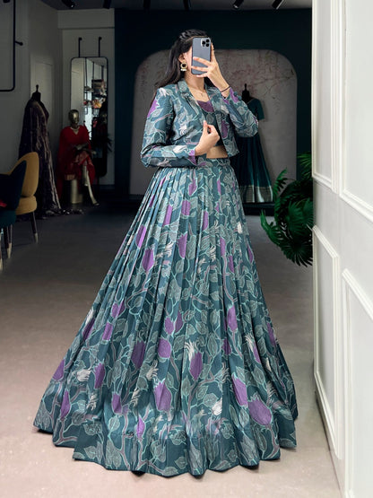 Tasar Silk Printed Co - ord Set Lehenga with Koti - Your ConnorTasar Silk Printed Co - ord Set Lehenga with KotiYour Connor