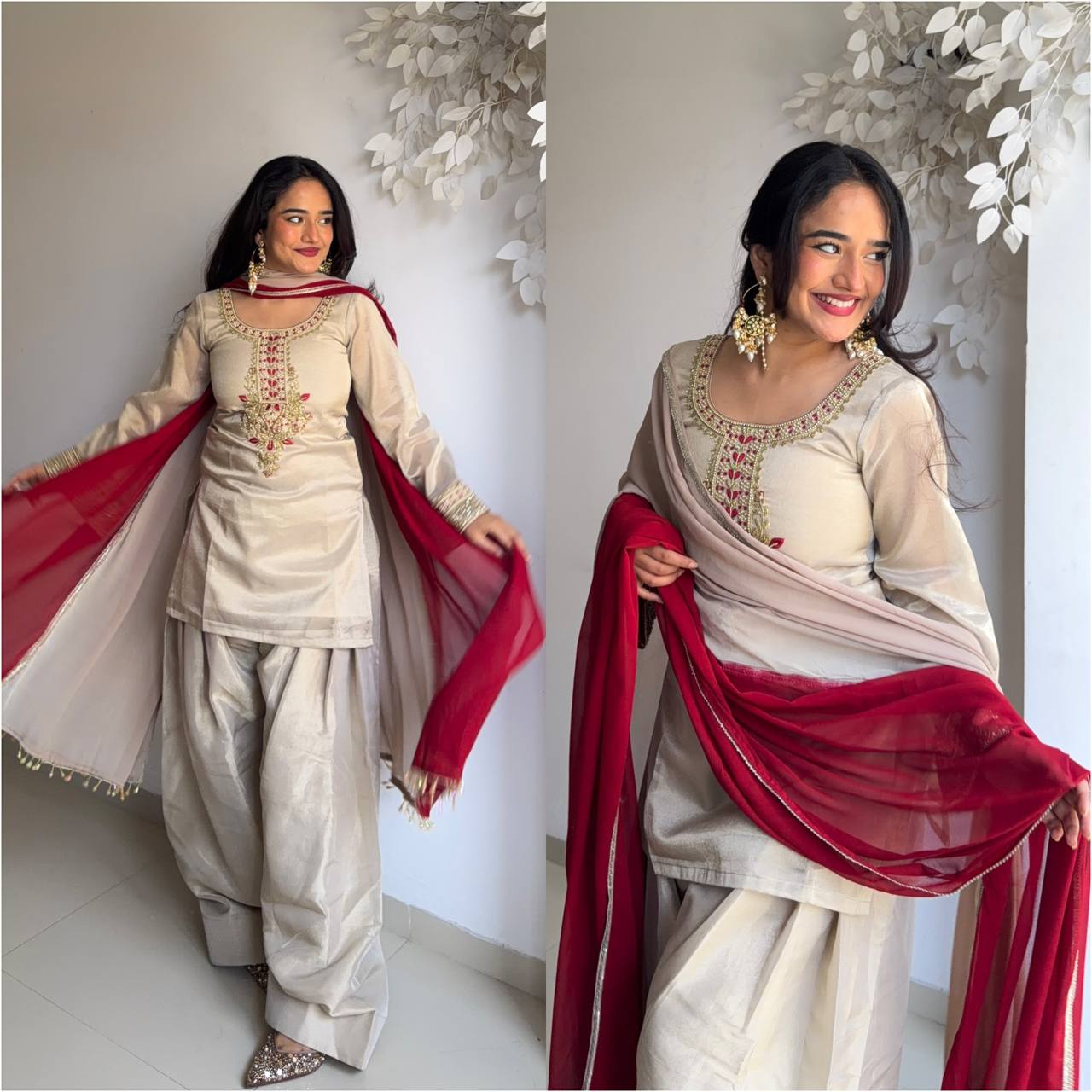 Tebby Organza Embroidery Thread Work Ethnic Suit Set - Your ConnorTebby Organza Embroidery Thread Work Ethnic Suit SetYour Connor