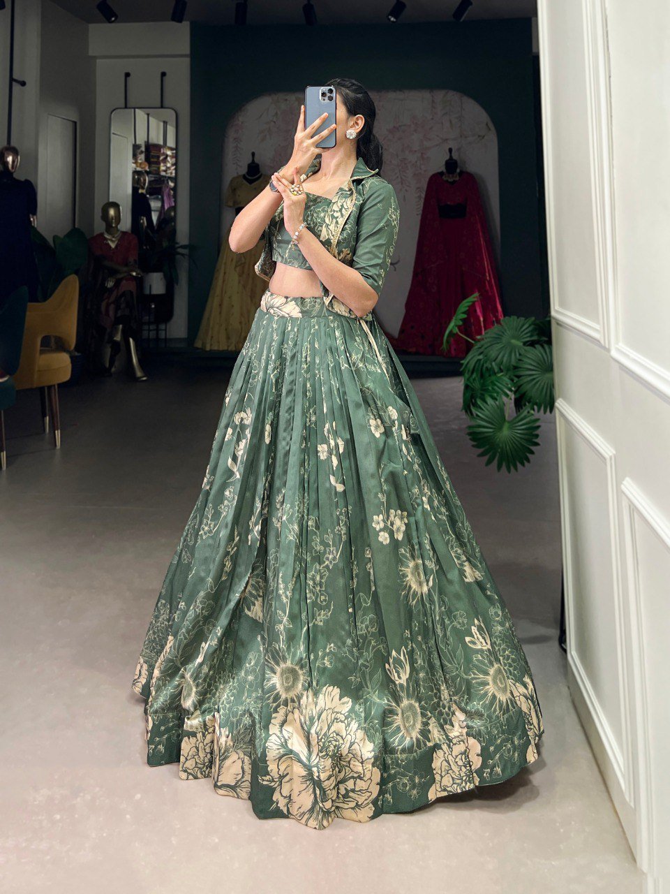 Tussar Silk Floral Print Co - ord Lehenga Set - Your ConnorTussar Silk Floral Print Co - ord Lehenga SetYour Connor