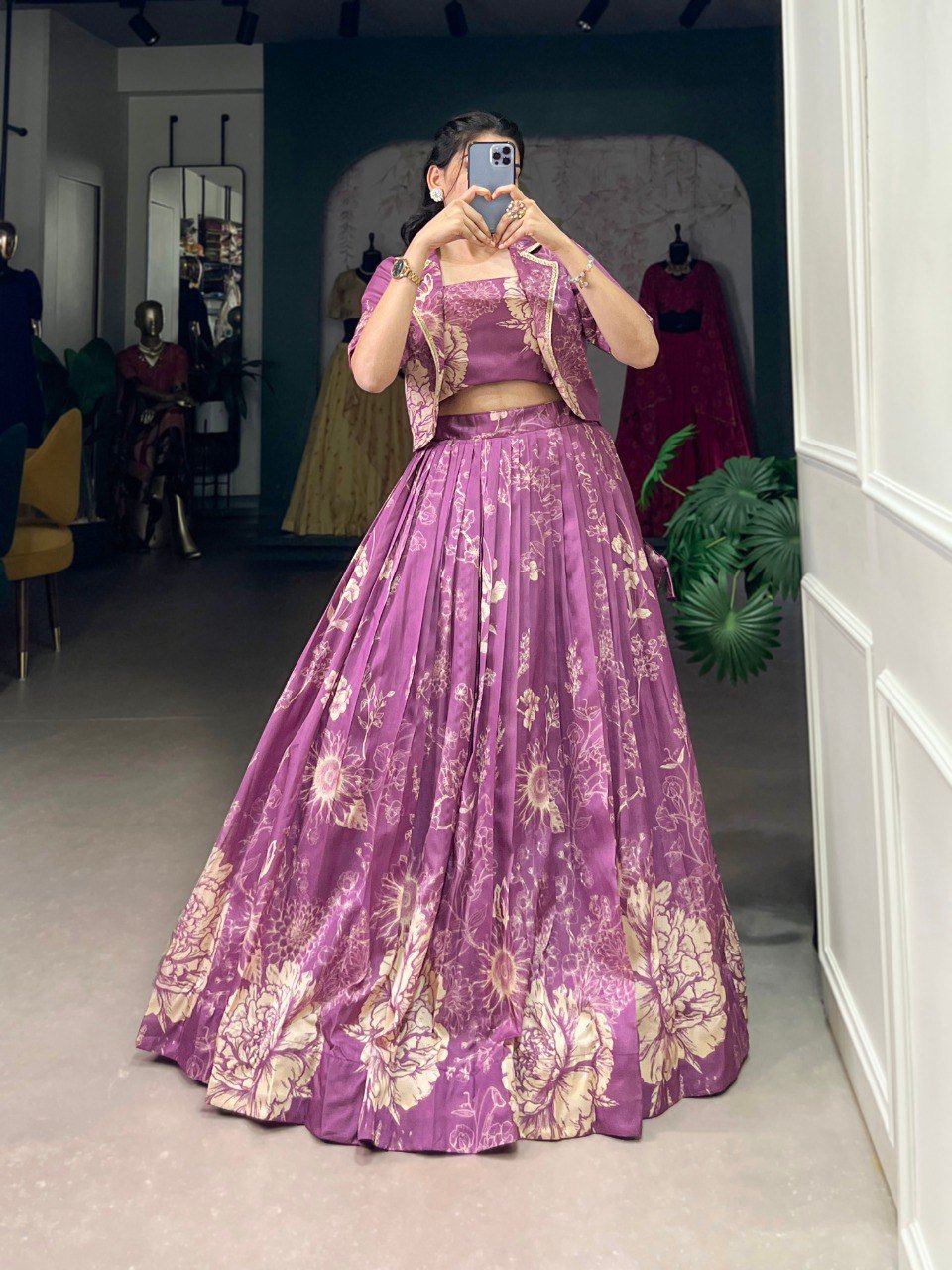 Tussar Silk Floral Print Co - ord Lehenga Set - Your ConnorTussar Silk Floral Print Co - ord Lehenga SetYour Connor