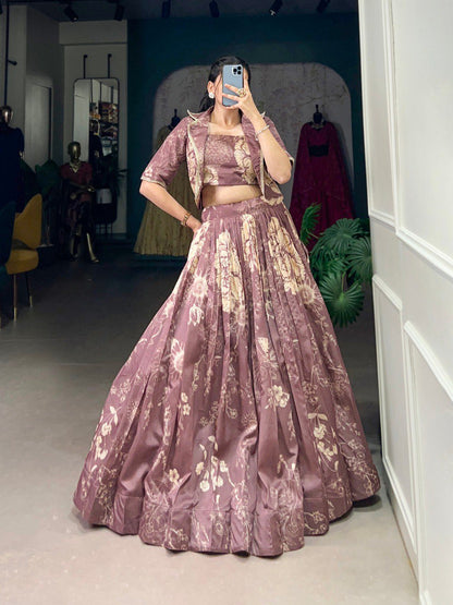 Tussar Silk Floral Print Co - ord Lehenga Set - Your ConnorTussar Silk Floral Print Co - ord Lehenga SetYour Connor