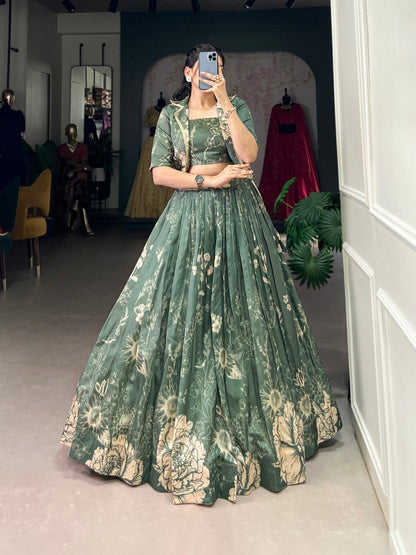 Tussar Silk Floral Print Co - ord Lehenga Set - Your ConnorTussar Silk Floral Print Co - ord Lehenga SetYour Connor