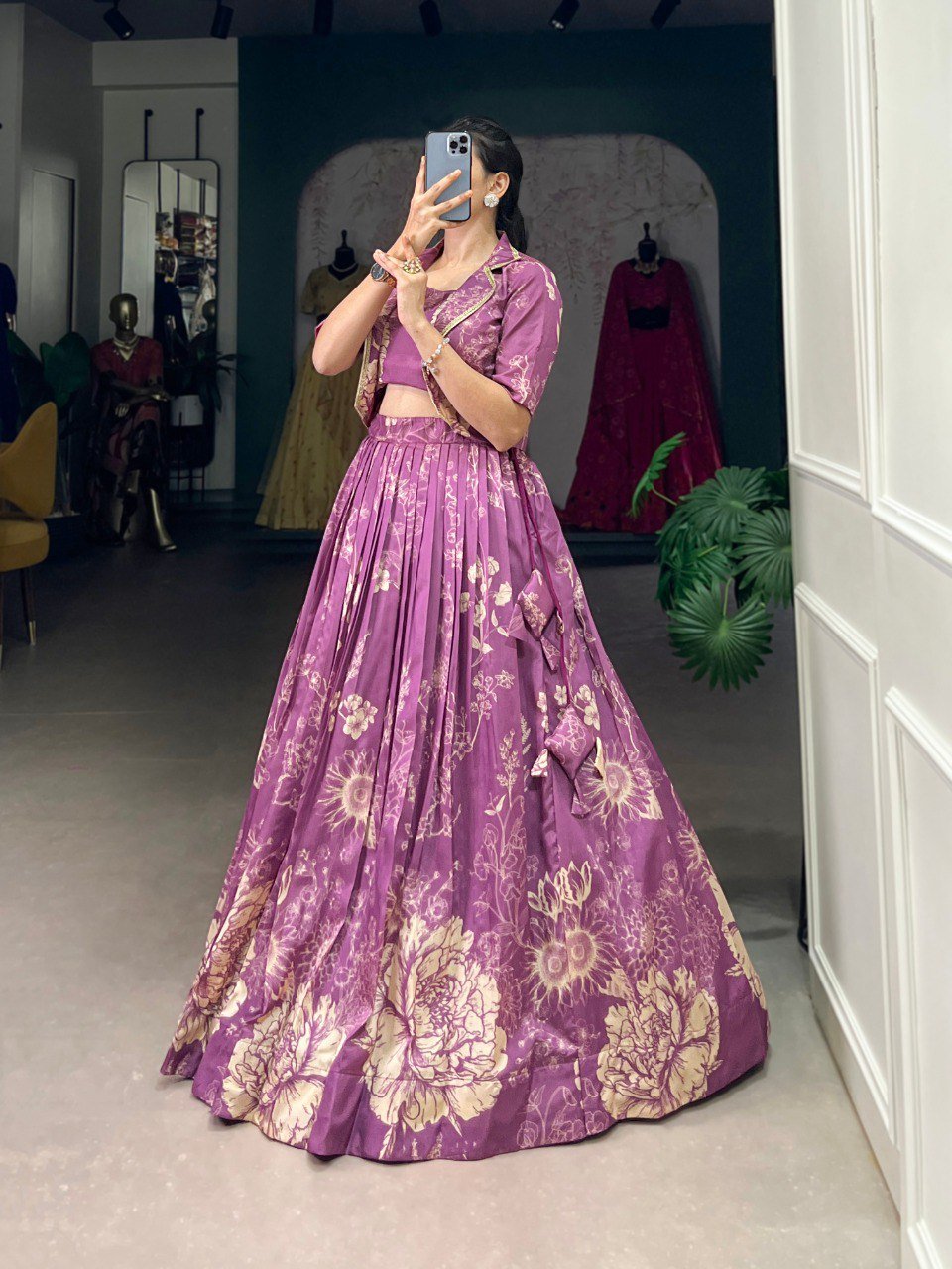 Tussar Silk Floral Print Co - ord Lehenga Set - Your ConnorTussar Silk Floral Print Co - ord Lehenga SetYour Connor